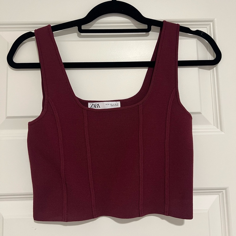 Zara Deep Red Sleeveless Crop Top